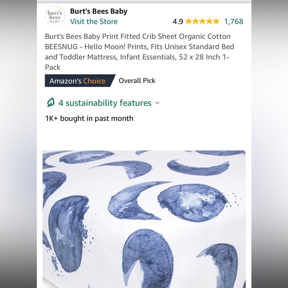 Burt’s Bees Crib Sheet & Changing Pad Sheet - Picture 3 of 7